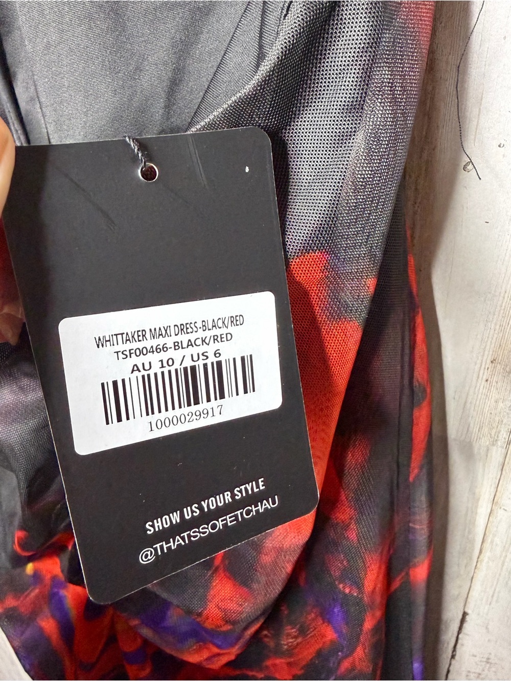 Black Lace Halter Maxi Dress with Bold Red Print - Picture 3 of 7